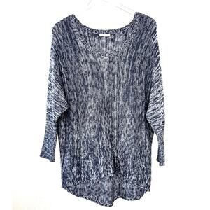 Eileen Fisher Organic Cotton Sweater Dolman Sleeve Pullover Marled Gray Hi-Lo